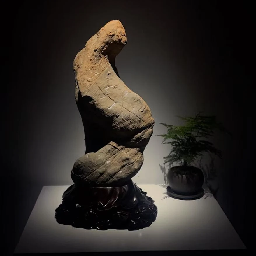 灵璧石八音磬石白马纹石【付米链接请勿乱拍】书房室内摆设中式