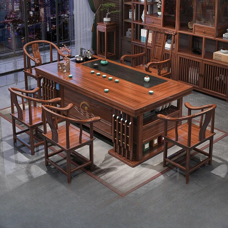 实木茶桌椅组合办公室茶几茶具套装现代家用功夫一体新中式泡茶台
