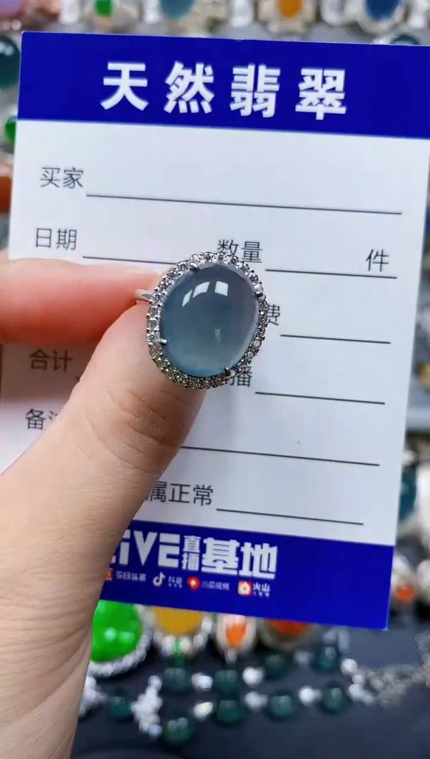 翡翠戒指银S925镶嵌99