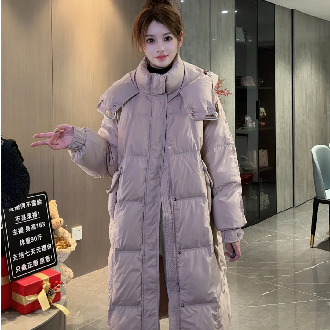 2025年冬季新款加厚连帽长款羽绒服宽松显瘦保暖百搭
