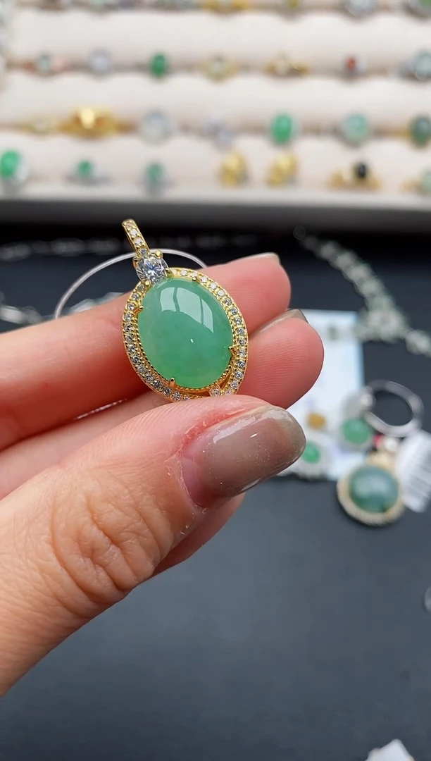 银S925镶嵌戒指翡翠888888+5