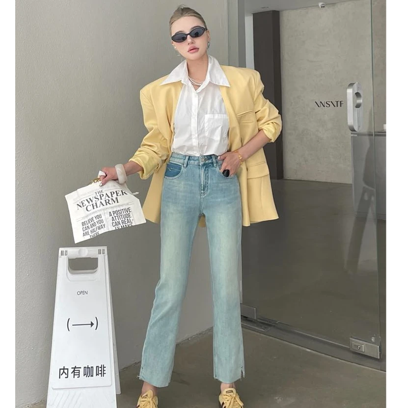 Pada嘻&【烟管裤】高腰显瘦 四面弹 小个子牛仔裤 231 Hi Fortune