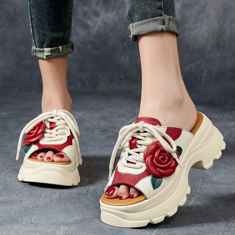 夏季新款运动风拼色民族风鱼嘴百搭新中式凉拖鞋789百叶花9162