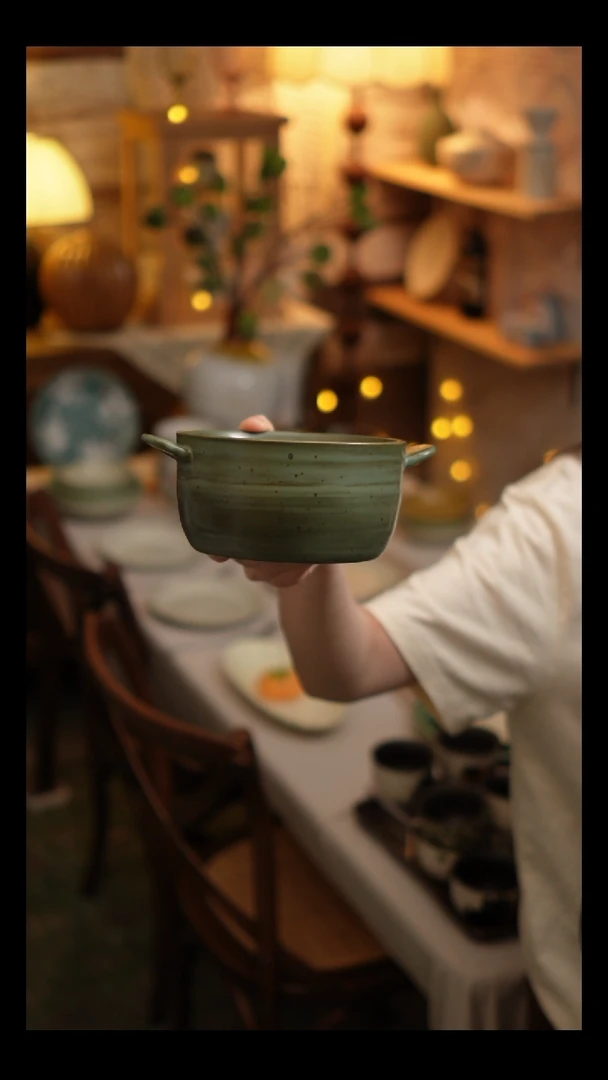 瓷片雾里工作室 双耳碗1个