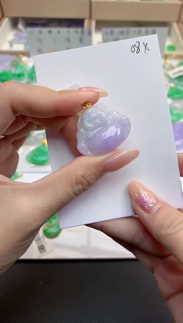 颈饰18K金镶嵌翡翠天然缅甸A货翡翠