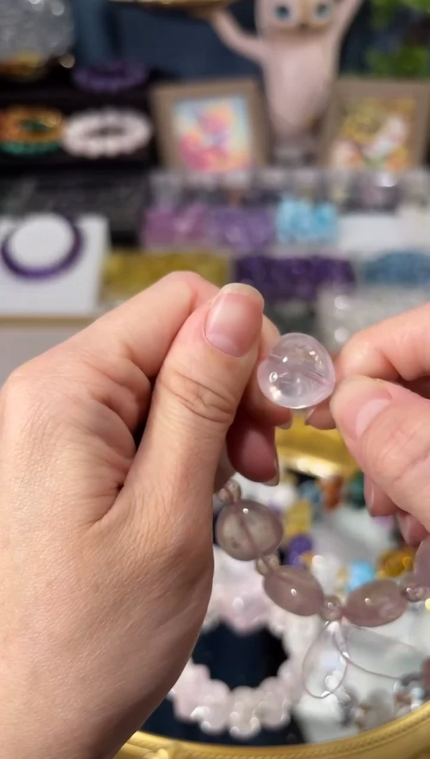 水晶手串未镶嵌粉水晶爱心一颗