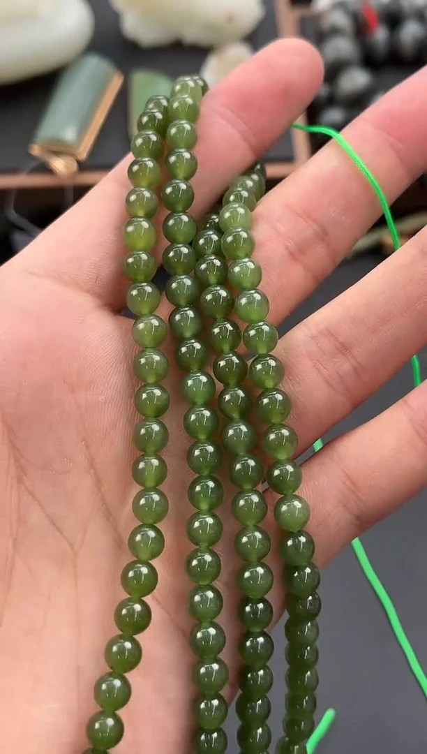 未镶嵌手串和田玉俄碧108项链卡6微色差