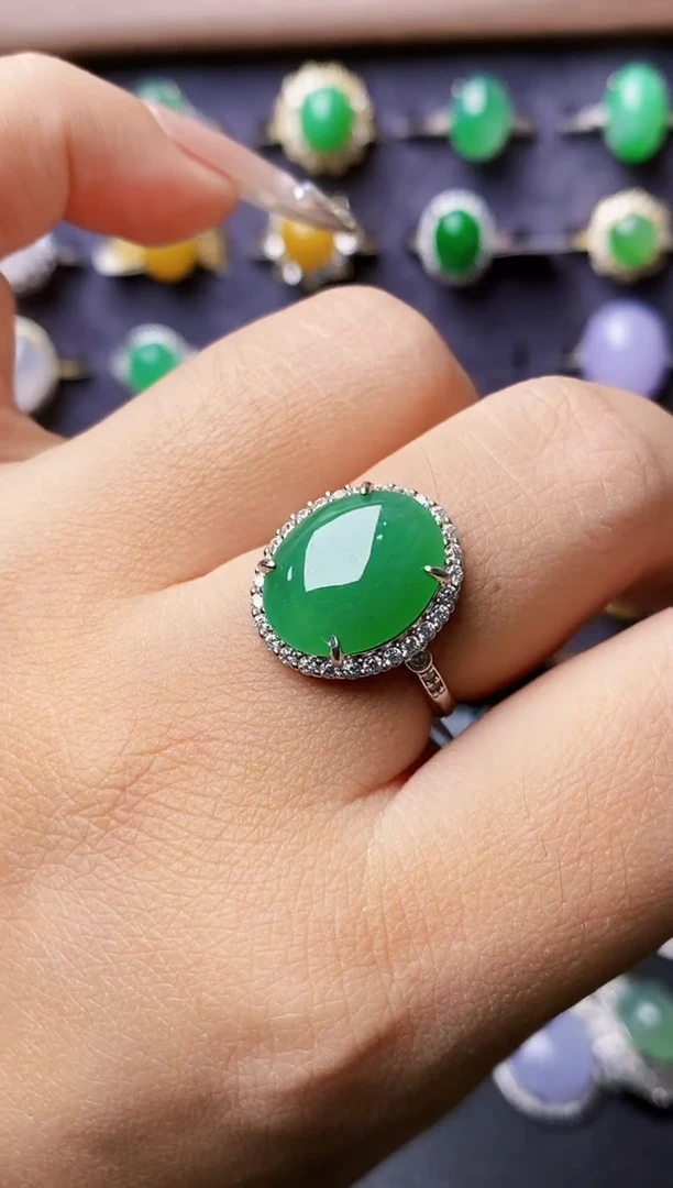 银S925镶嵌戒指翡翠4005