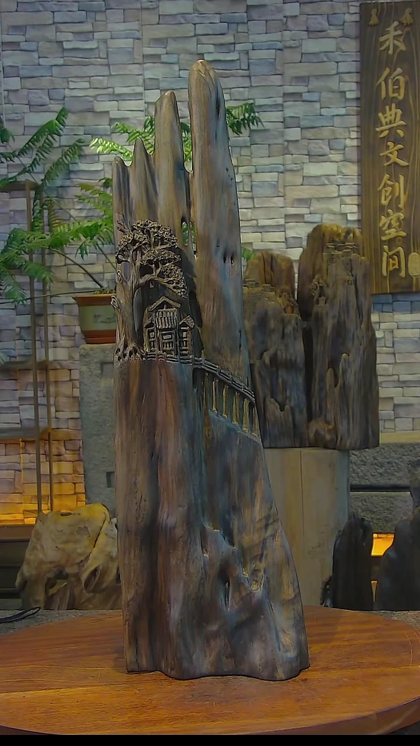 木金丝楠阴沉木山水摆件