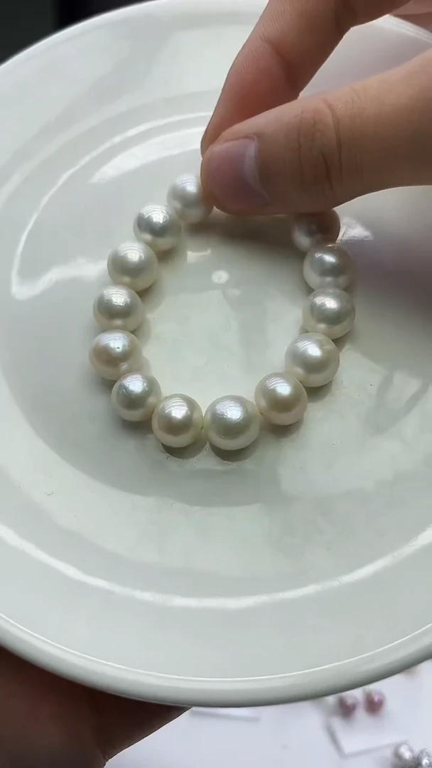 未镶嵌手链淡水珍珠11-12mm白珠手链（多样性发一）