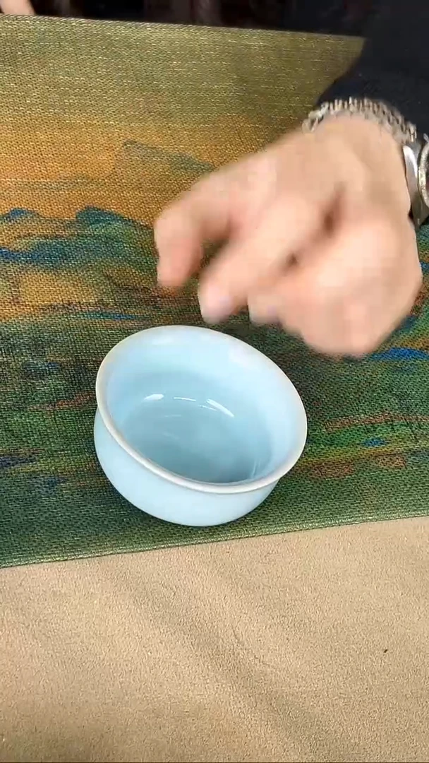 杯子瓷韩红 天青釉 小如意