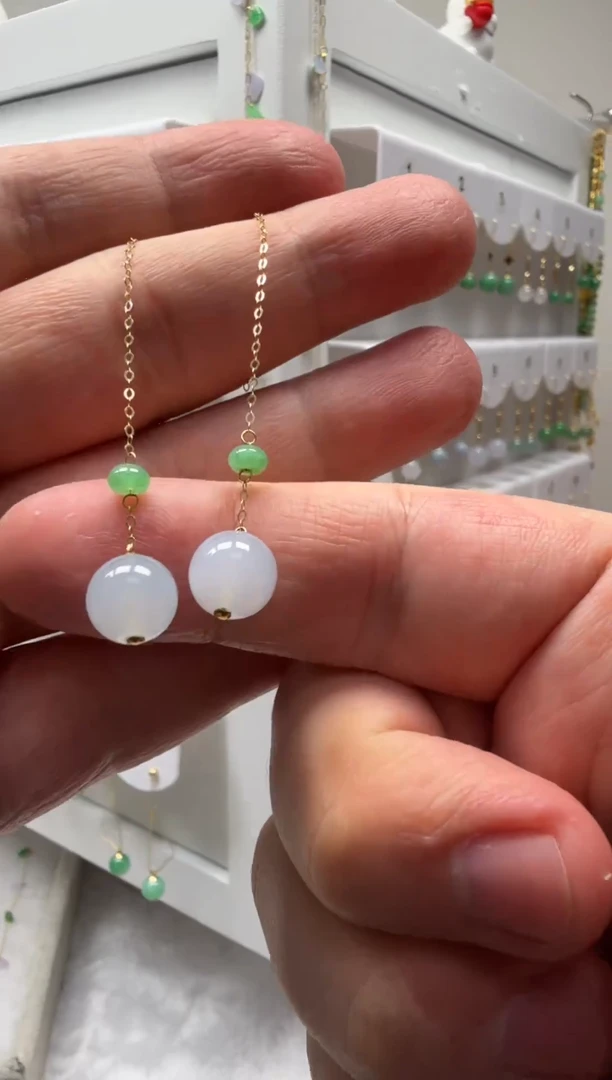 18K金镶嵌翡翠耳饰缅甸天然翡翠a货