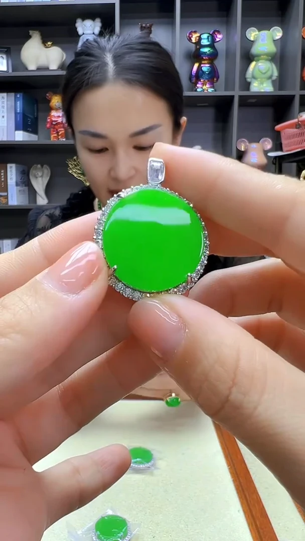 翡翠银S925镶嵌颈饰沉白diy劲饰