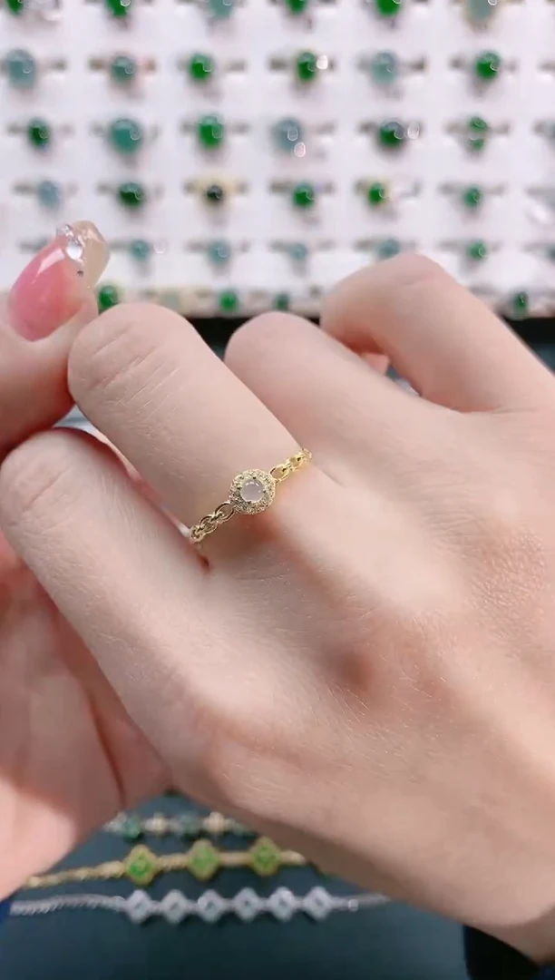 【闪购商品】翡翠戒指银S925镶嵌天然翡翠