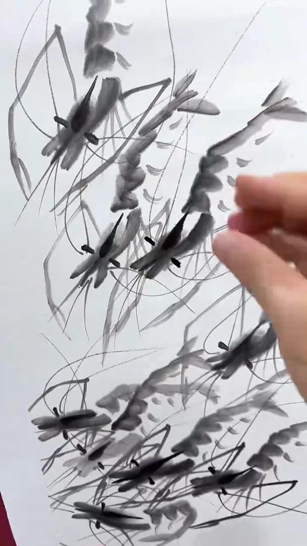 国画柳晓叶绘画2pc虾