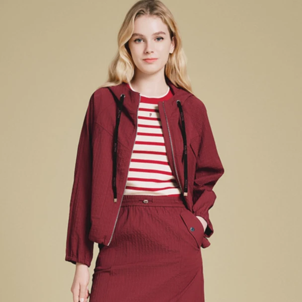 PSALTER诗篇气质显瘦新时尚高级质感安可拉红休闲外套6C65110043