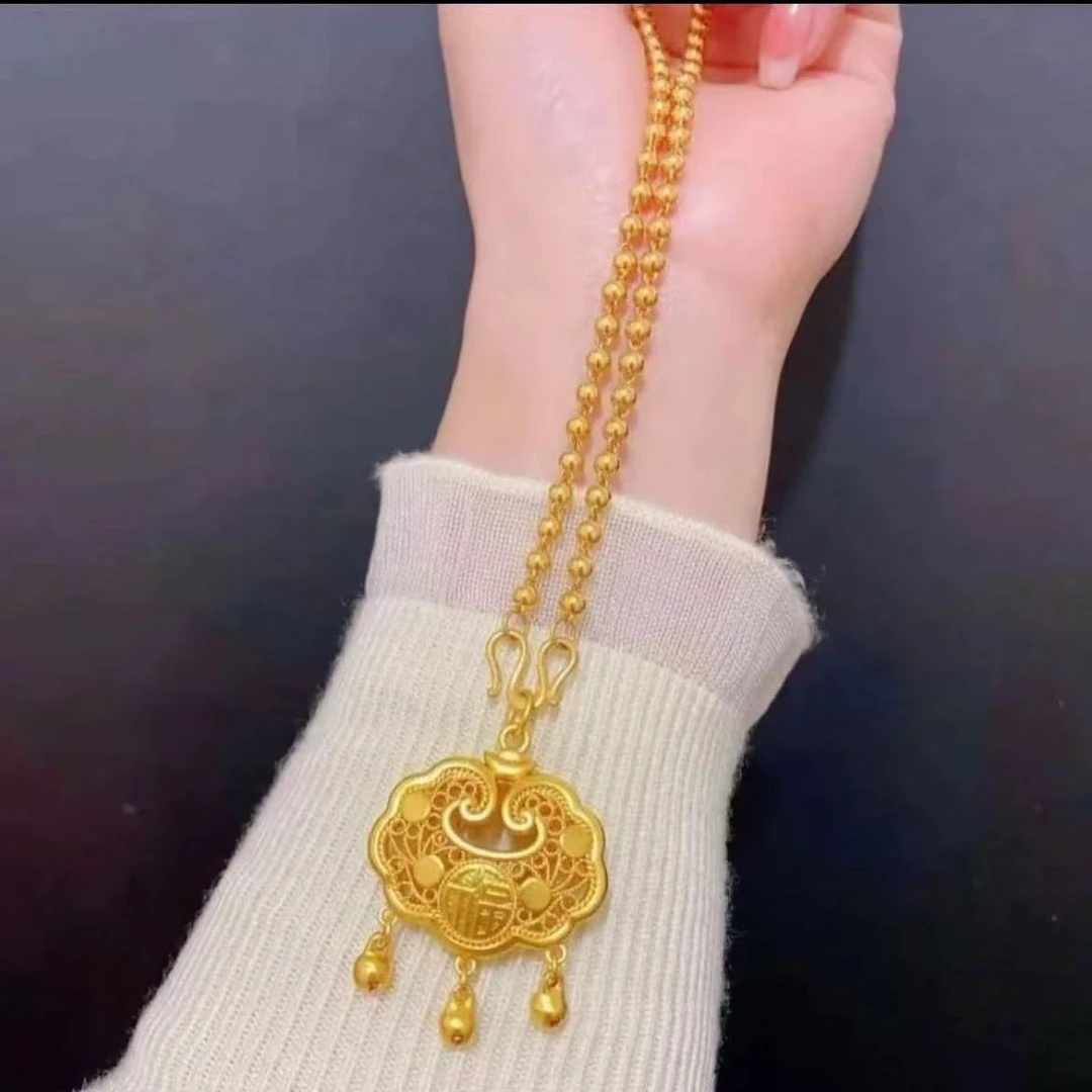 合金项链 卡4mm光珠项链加锁一套