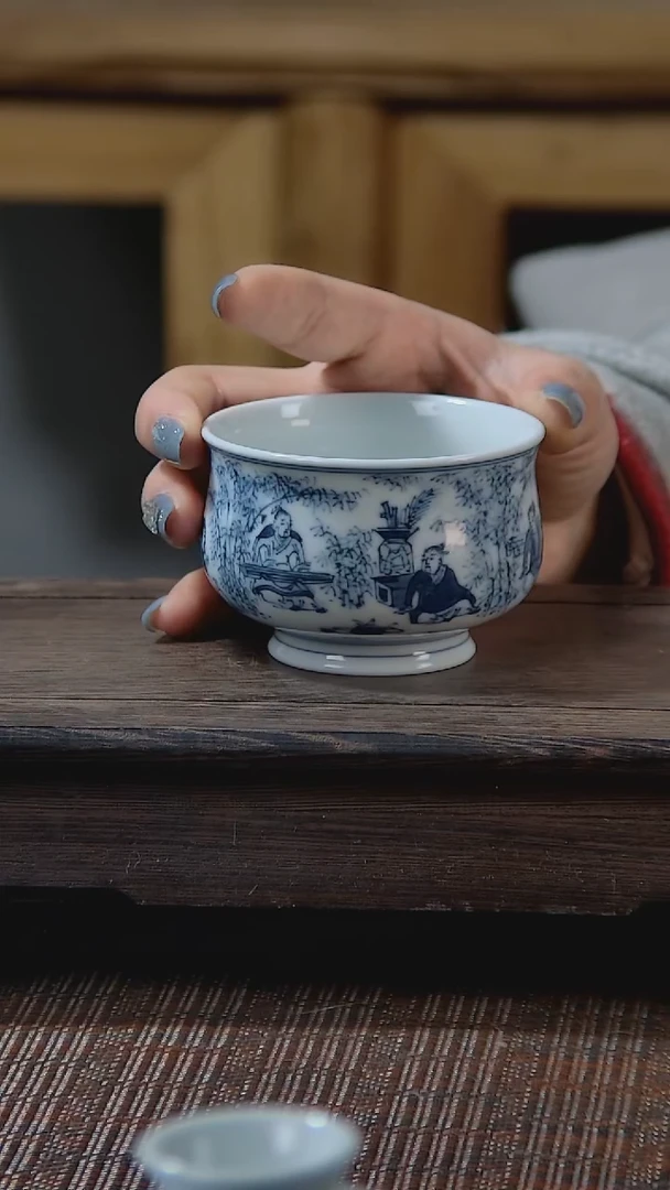 【闪购商品】折葵手工手绘竹林七贤炉式杯