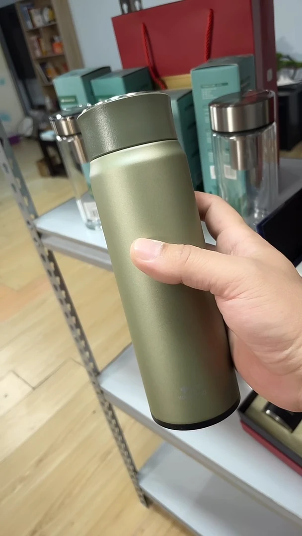 玻璃万象保温杯d10,雾霾绿色  450ml