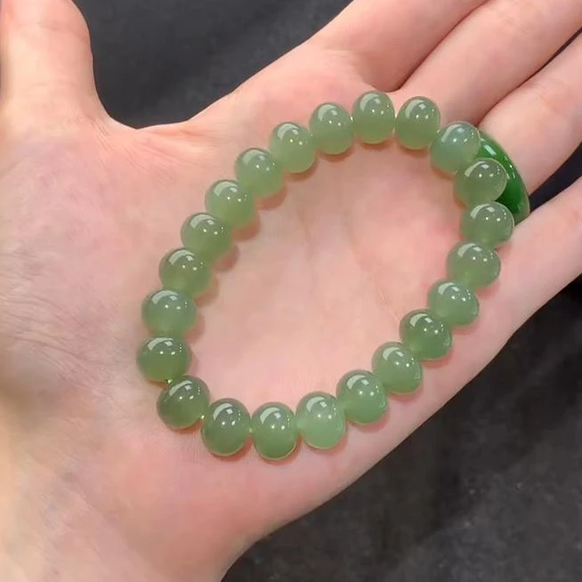 和田玉天然湖水蓝手串H80算盘珠青海料高雅多样性发其1