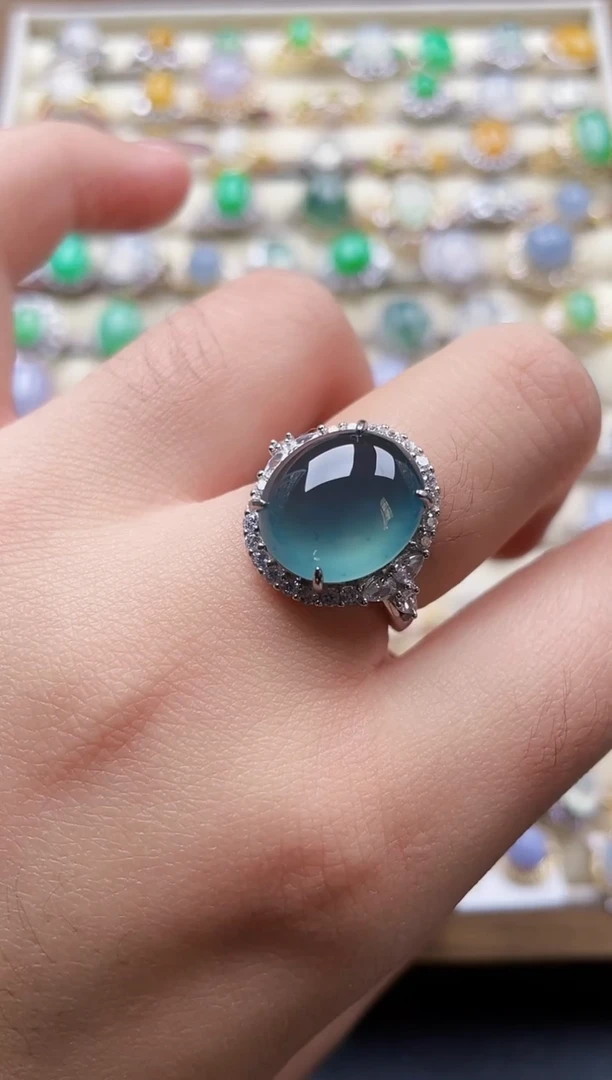 银S925镶嵌戒指翡翠217