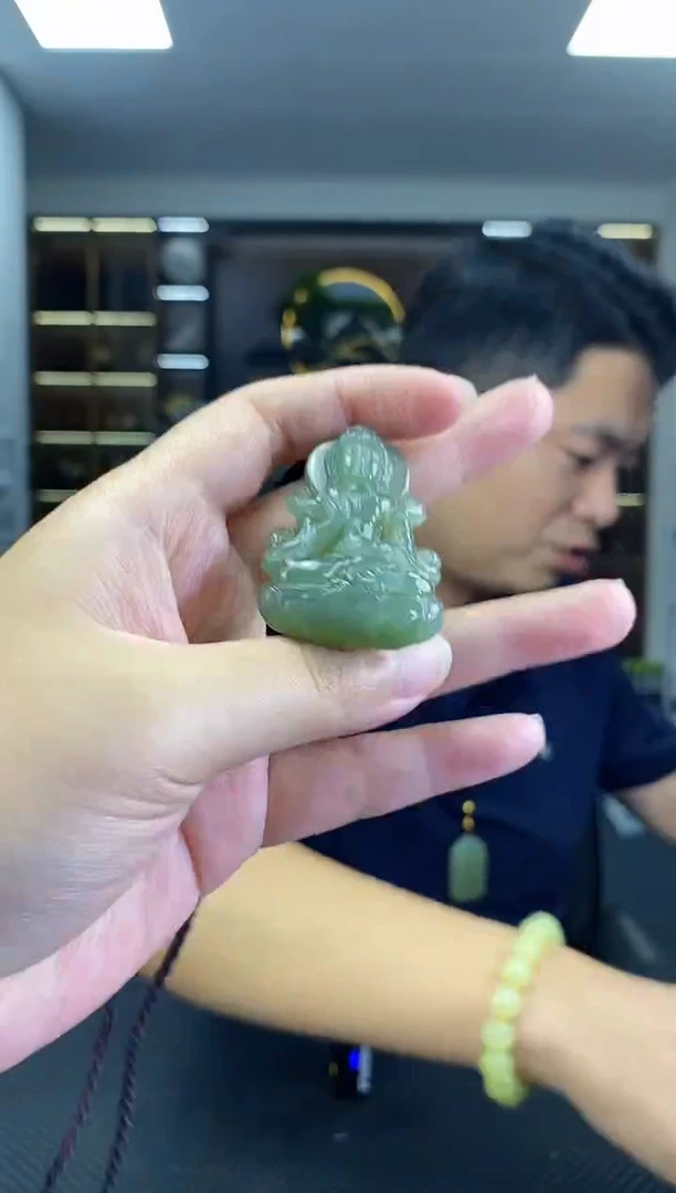 颈饰未镶嵌和田玉飘带观音清货2