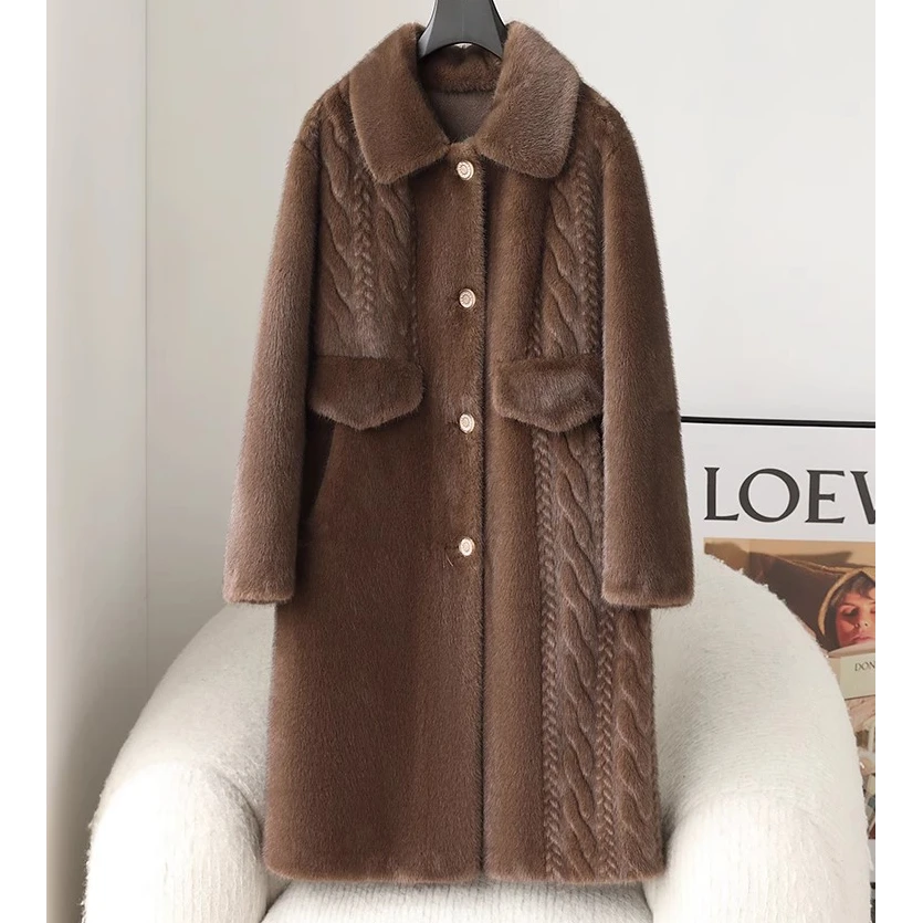 2024冬新款外套中长款高端时尚潮流大衣女显瘦显高宽松藏肉外套女