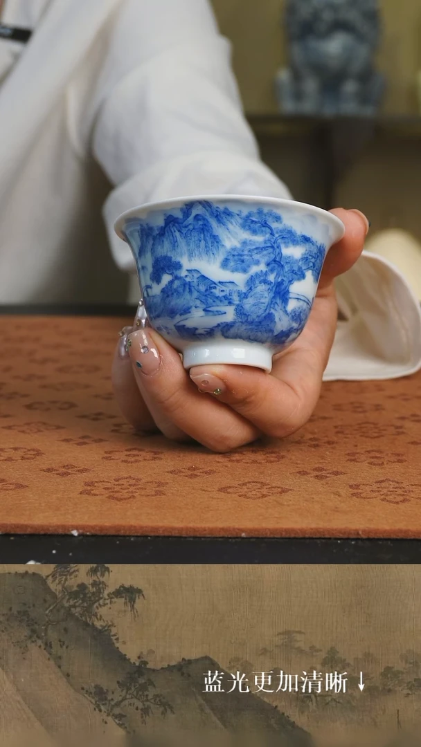 杯子景德镇 柴窑烧制 纯手绘 山水 杯杯