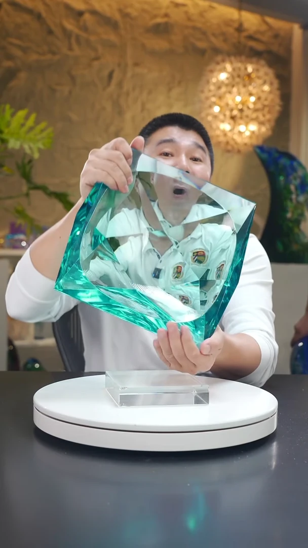 琉璃湖水蓝方形切面果盘