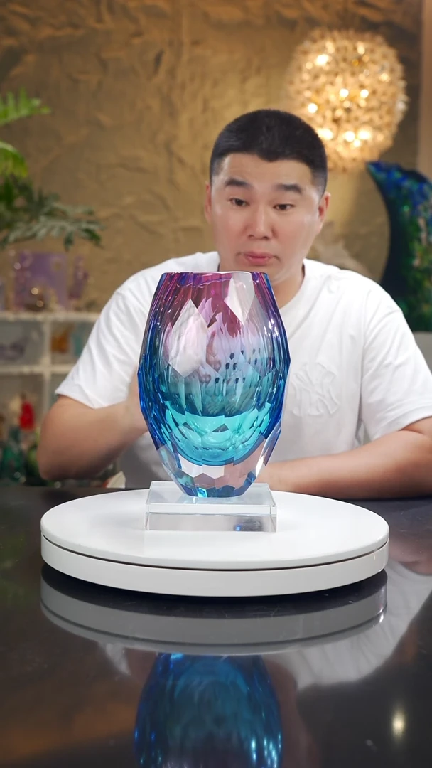 摆件福利金红蓝切面花瓶大号33号