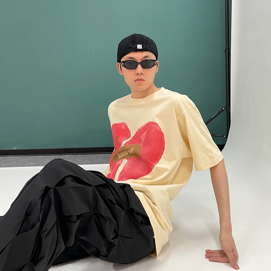 CASH MIE 红心创可贴印花T恤 0121022BR