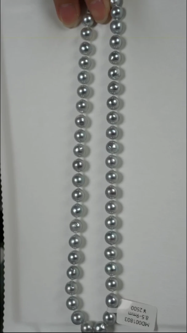 项链银S925镶嵌海水珍珠AK真多麻8.5-9mm