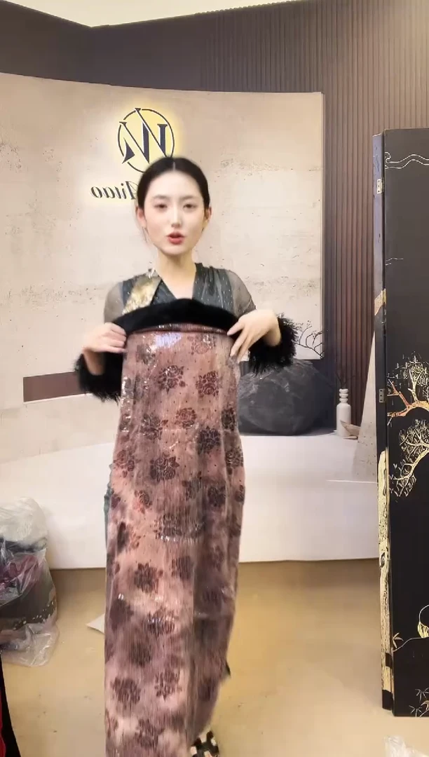 抹胸亮片长裙-S码