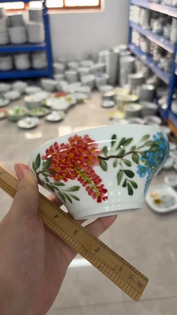 瓷片景德镇高温陶瓷食品级手绘釉中彩-葫芦碗