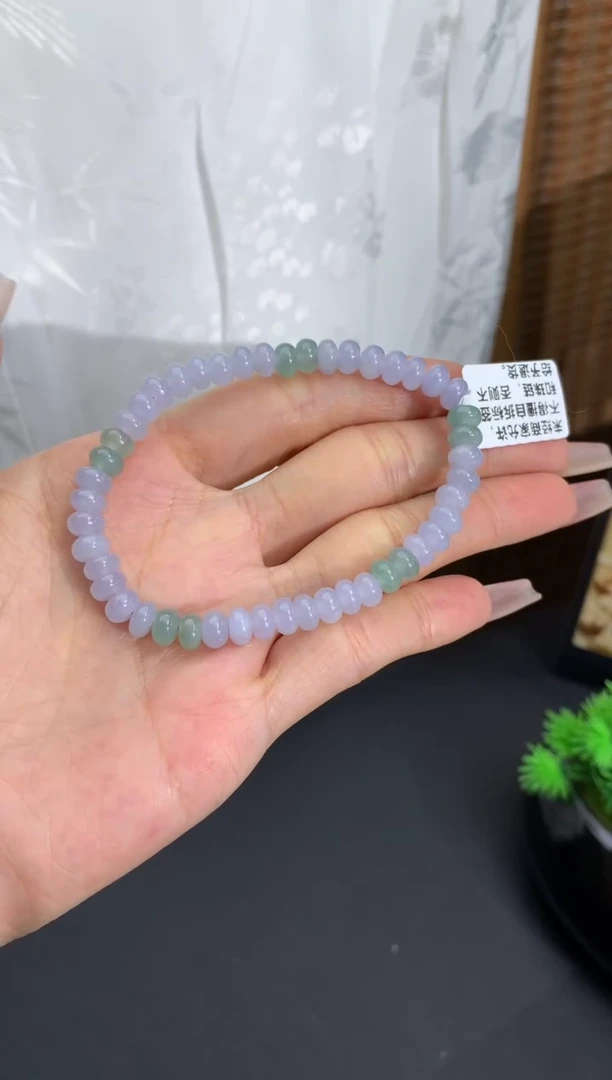 未镶嵌手链翡翠卡5.9 紫鼓珠