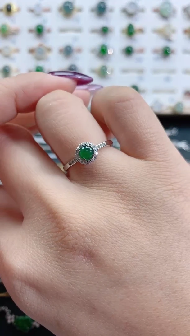 银S925镶嵌戒指翡翠天然翡翠