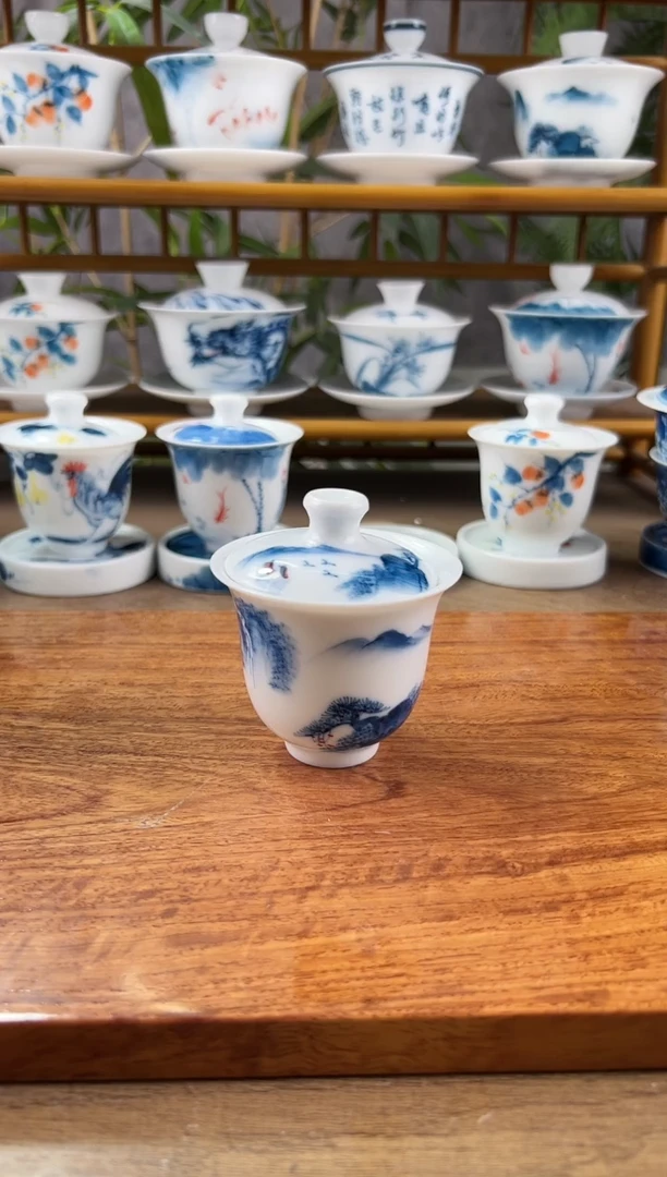 【闪购商品】微瑕千里江山美人备盖碗