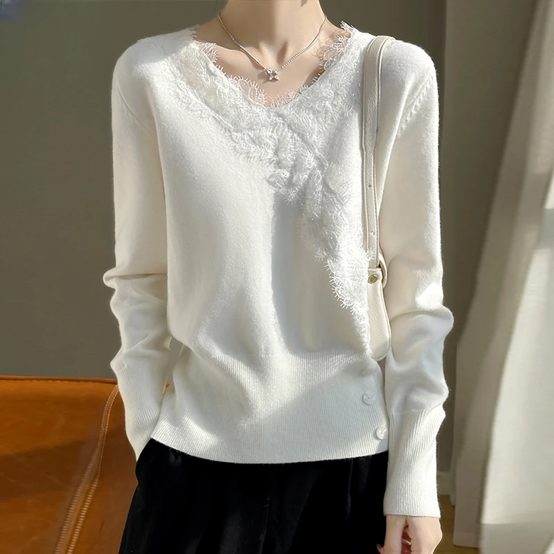 v领针织衫2025年秋季新款毛衣气质长袖百搭宽松高级感打底上衣