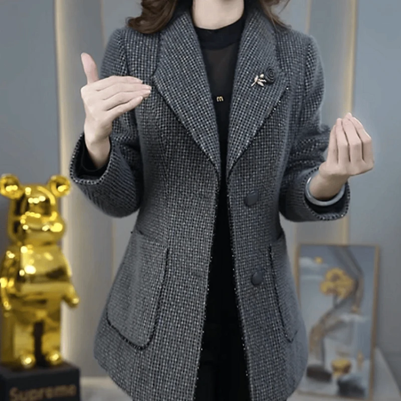 C046【外套】2025冬季新款加厚保暖时尚修身显瘦精致高端西装外套