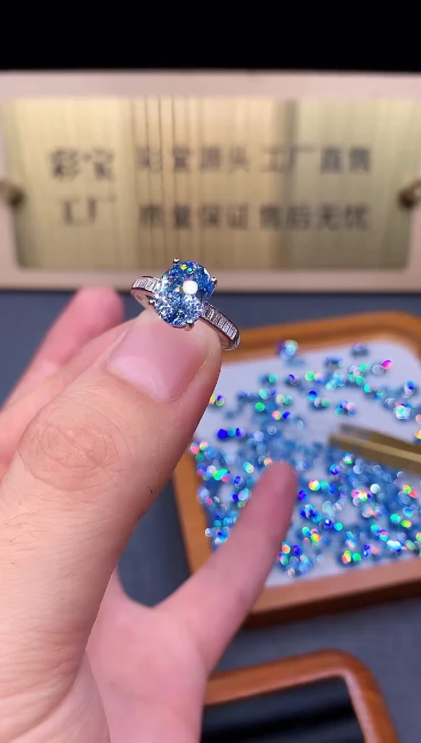 海蓝宝石戒指银S925镶嵌4322