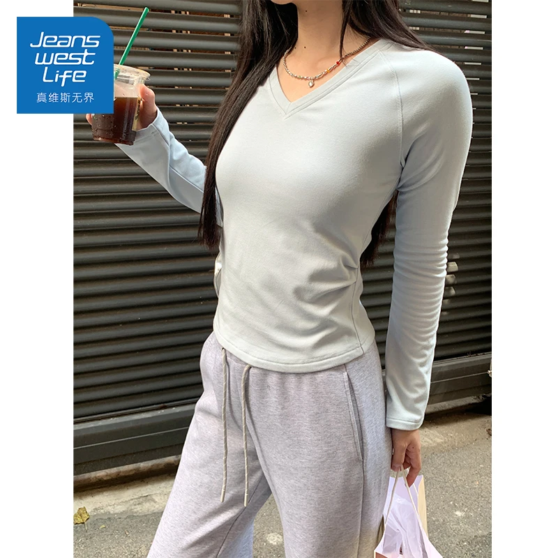 真维斯无界时尚洋气减龄套装秋季修身显瘦开衫卫衣微喇叭裤两件套
