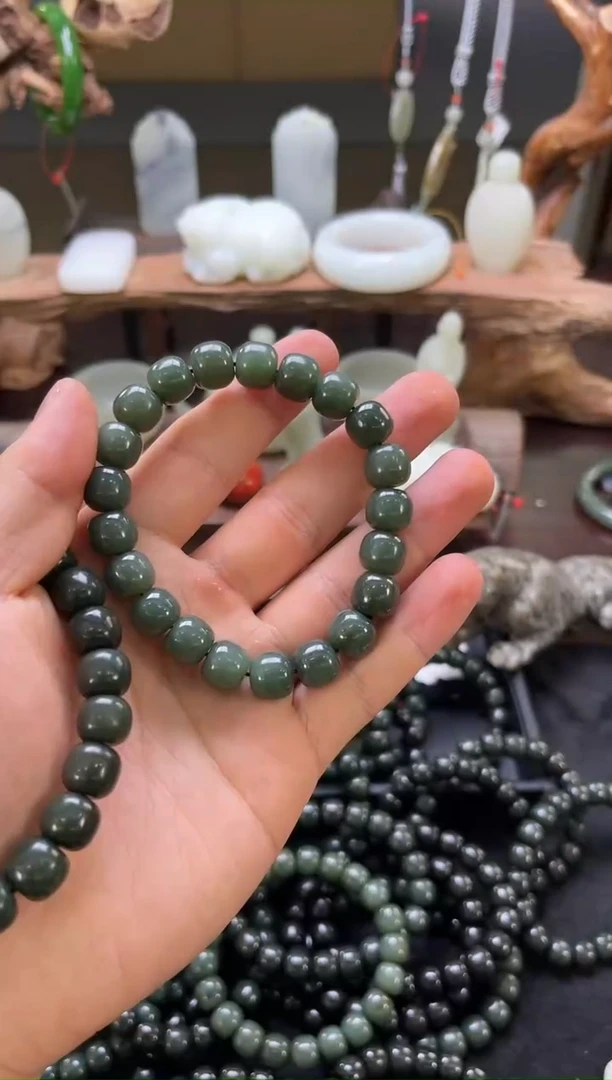 【闪购商品】和田玉手串未镶嵌卡10+青海黑青 老型 多样性发一