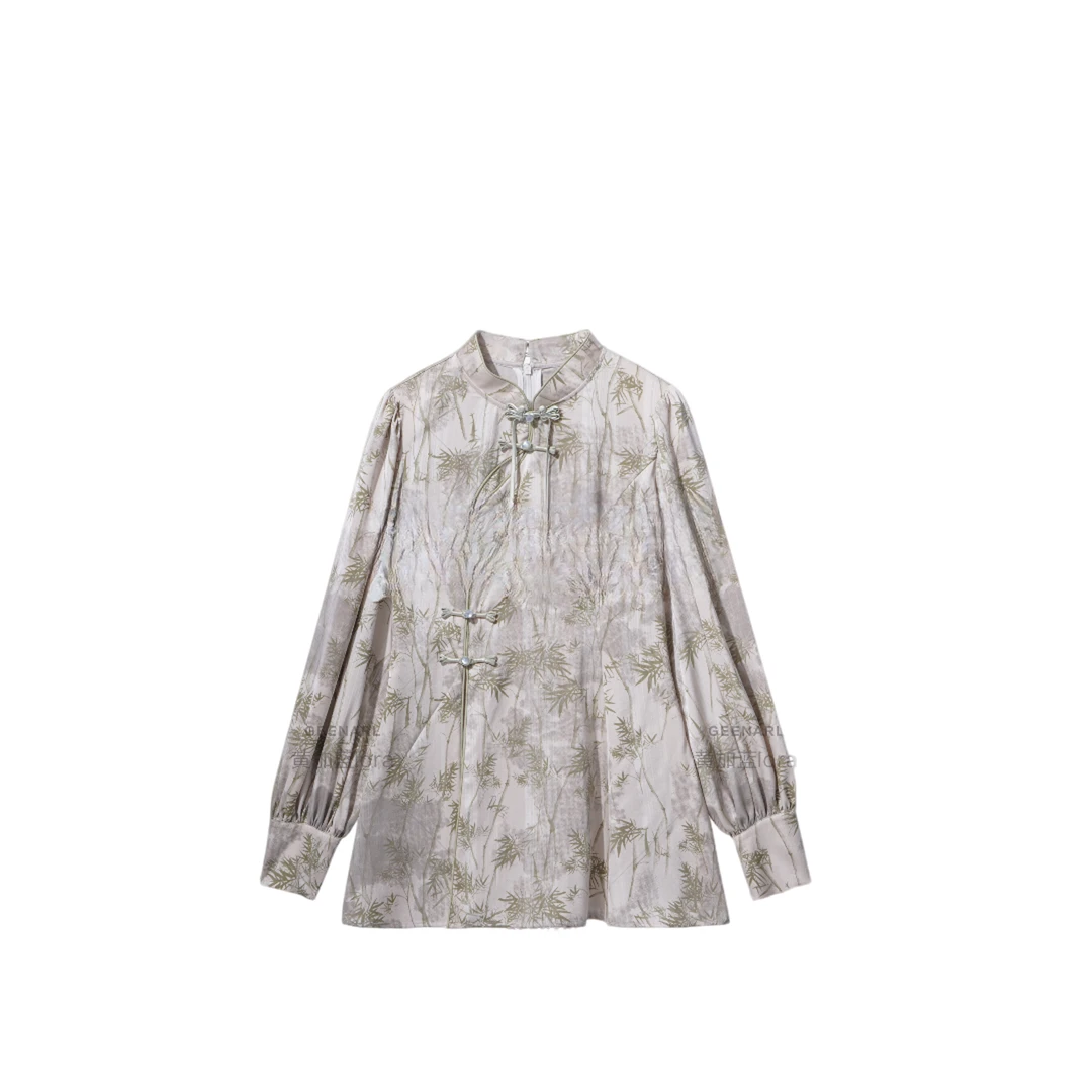 【小依专享】衬衣清冷禅意新中式国风竹子元素盘扣衬衫-9599