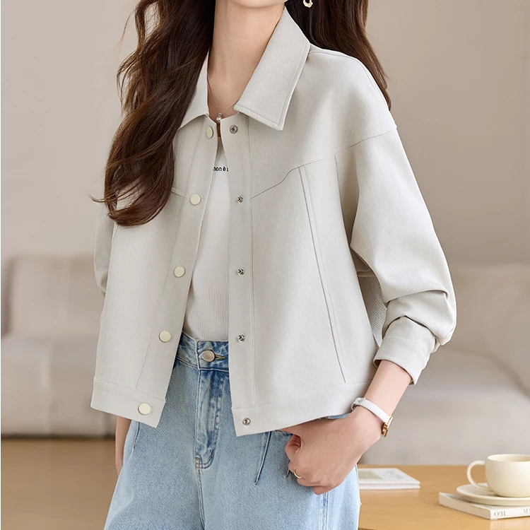 Mandsibil曼德西比利翻领休闲夹克短外套2025春秋开衫外搭小个子