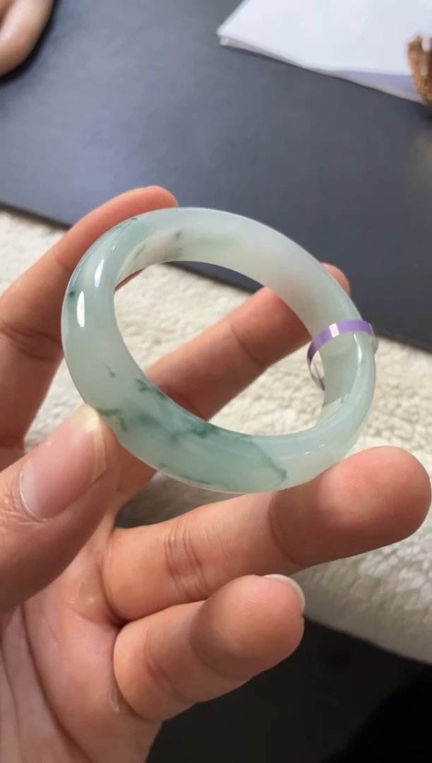 未镶嵌手镯翡翠糯冰蓝花翠 贵妃  30号   52-53圈口