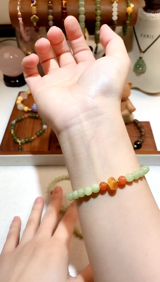 未镶嵌手链和田玉黄口diy手串 多样性发一