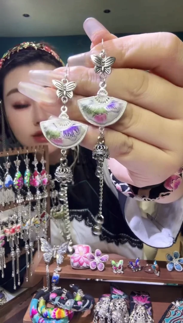 刺绣纯手工民族风刺绣耳环