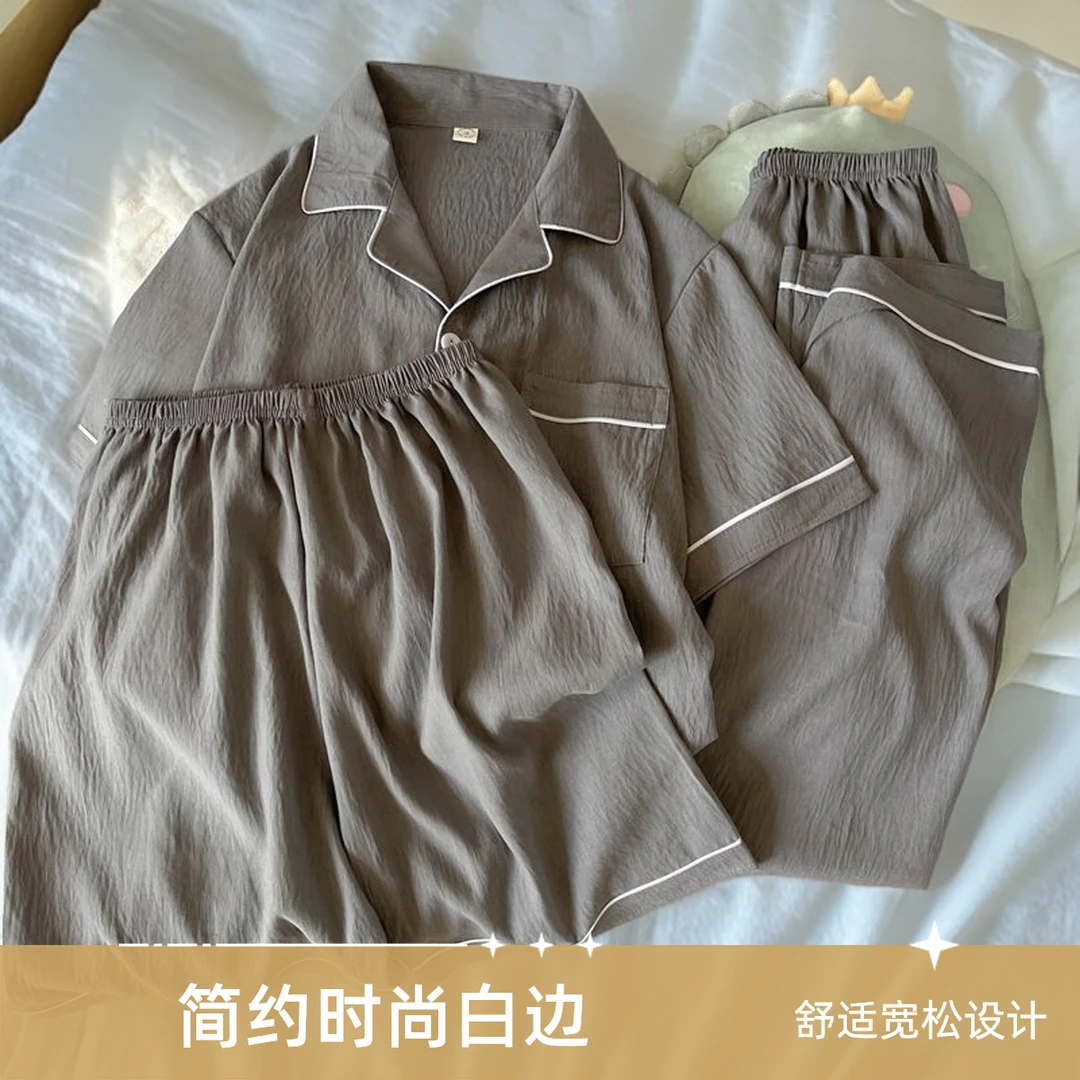 2025年新款夏季亲肤睡衣三件套超薄冰丝透气。