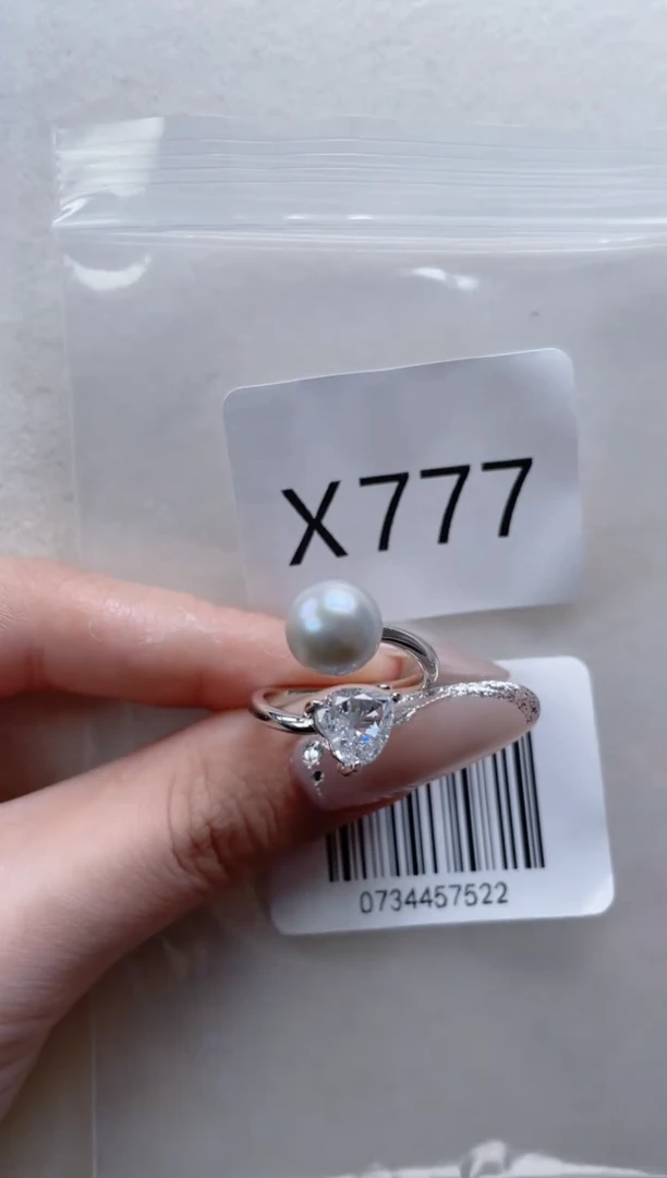 银S925镶嵌海水珍珠戒指X777