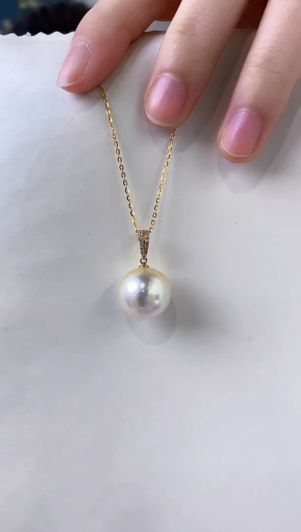 【闪购商品】海水珍珠吊坠(不含链)18K金镶嵌14-15海水珍珠吊坠